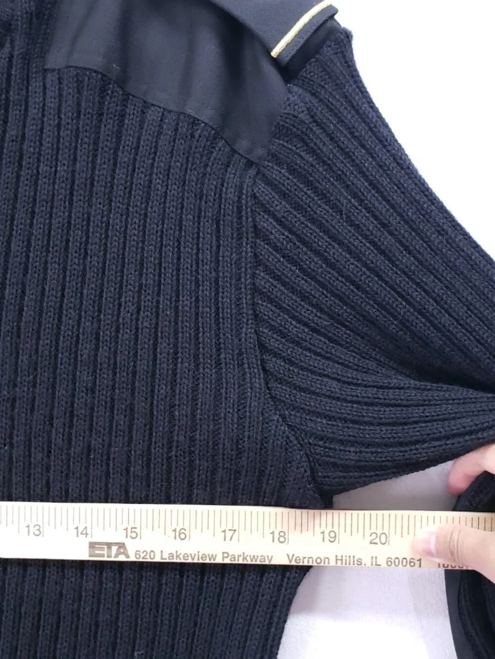 Citadel Sweater 46 Men Black 100% Virgin Wool Commando Military Patches Workwear